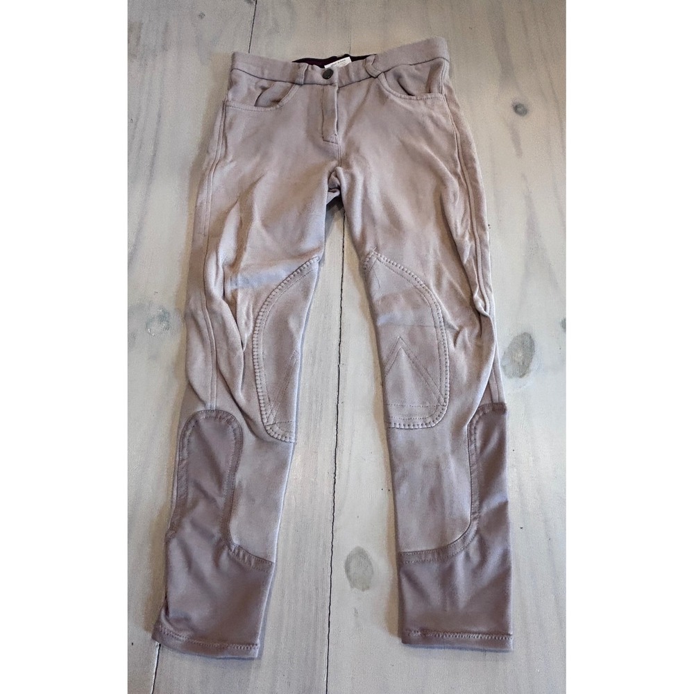 Girls Tan Equestrian Riding Breeches Pants Knee Patches Size 10